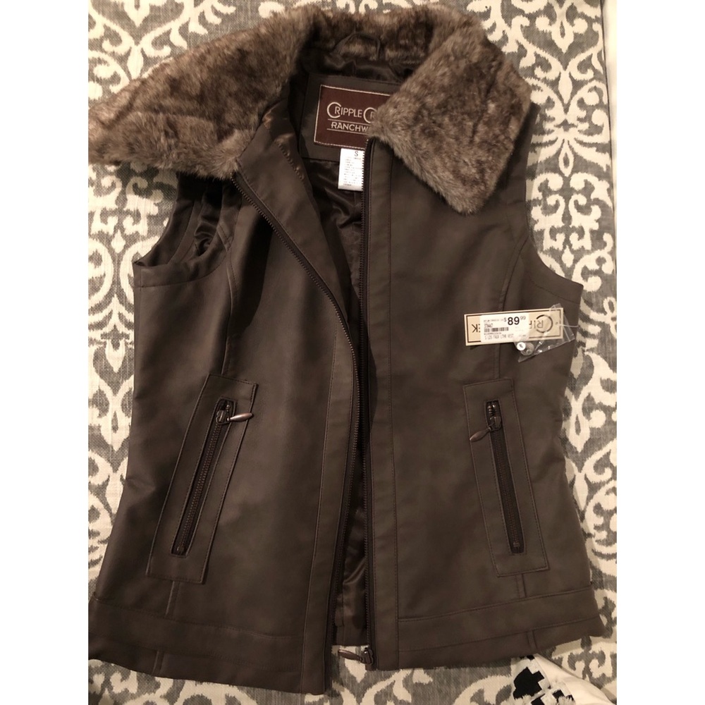 Leather Vest w/ faux fur